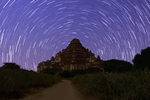 Dhammayan Gyi Temple in bagan under star trail with long exposure , bagan , Myanmar Dhammayan Gyi Temple in bagan under star trail with long exposure , bagan , Myanmar