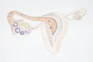 Diagram of human egg being fertilized in the fallopian tube Diagram of human egg being fertilized in the fallopian tube