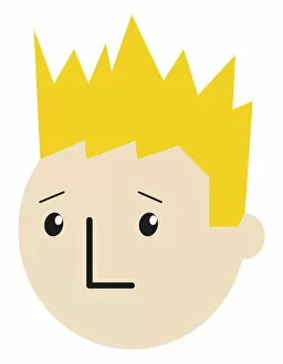 Human Face Gallery: Digital cartoon of boy with spiky blonde hair