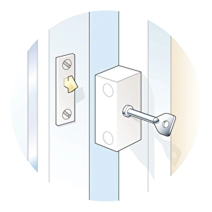 Digital Illustration of automatic casement window lock Digital Illustration of automatic casement window lock