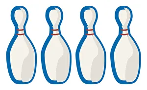 Digital illustration of four bowling pins Digital illustration of four bowling pins
