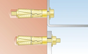 Digital illustration of heavy duty masonry bolt fixings, also known as shield anchors Digital illustration of heavy duty masonry bolt fixings, also known as shield anchors