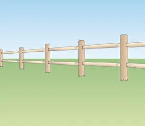 Digital illustration of post and rail ranch style fence Digital illustration of post and rail ranch style fence
