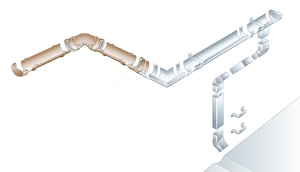 Digital illustration of rainwater guttering system Digital illustration of rainwater guttering system