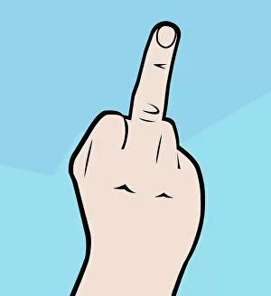 Attitude Gallery: Digital illustration representing flipping the bird gesture with middle finger