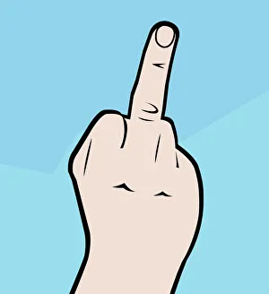 Digital illustration representing flipping the bird gesture with middle finger Digital illustration representing flipping the bird gesture with middle finger