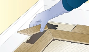 Digital illustration showing how to lay herringbone pattern floor block around perimeter Digital illustration showing how to lay herringbone pattern floor block around perimeter