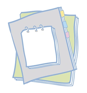 Digital illustration of spiral notebook, personal organiser, and notebook Digital illustration of spiral notebook, personal organiser, and notebook