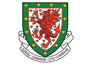 Welsh Culture Collection: Digital illustration of Wales national football association crest