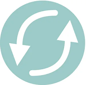 Digital illustration of white arrow symbols representing circulation in turquoise circle Digital illustration of white arrow symbols representing circulation in turquoise circle