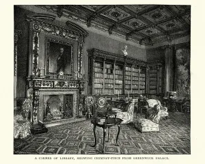 Highclere Castle Prints: 19th Century Corner Library Print of Highclere Castle