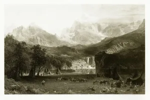 Antique Engravings For Sale Prints: Landeras Peak in the Colorado Rocky Mountains Victorian Engraving