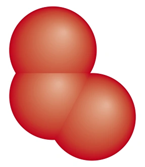 Three dimensional digital illustration of molecular structure of Ozone Three dimensional digital illustration of molecular structure of Ozone