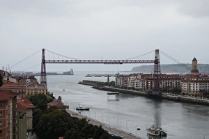 Distant view on the Vizcaya Bridge, Portugalete, Spain Distant view on the Vizcaya Bridge, Portugalete, Spain
