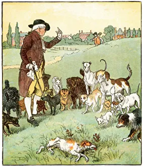 <b class=qtipBold><figcaption>The dog it was that died</figcaption></b><br>Vintage engraving from the nursery rhyme An Elegy on the Death of a Mad Dog by Oliver Goldsmith. The man recover'd of the bite, The dog it was that died<br><em>© duncan1890</em> The dog it was that died