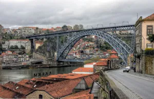 Dom Luis I bridge ans street in Vila Nova de Gaia Dom Luis I bridge ans street in Vila Nova de Gaia