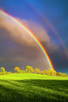 Rainbows Gallery: Double rainbow landscape in beautiful Irish landscape scenery. Co Tipperary Ireland