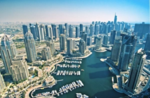 The Dubai Marina, panoramic view, Dubai, Emirate of Dubai, United Arab Emirates The Dubai Marina, panoramic view, Dubai, Emirate of Dubai, United Arab Emirates