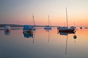 Early morning mood with sailboats in the harbour of Steckborn on Lake Constance Early morning mood with sailboats in the harbour of Steckborn on Lake Constance
