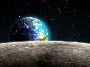 <b class=qtipBold><figcaption>Earthrise from the Moon, artwork</figcaption></b><br>Earthrise from the Moon, computer artwork. Earthrise from the Moon, artwork
