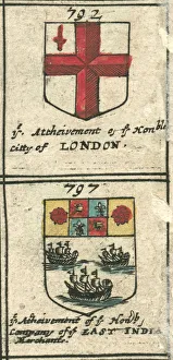 East India Merchants achievement copperplate 17th century East India Merchants achievement copperplate 17th century