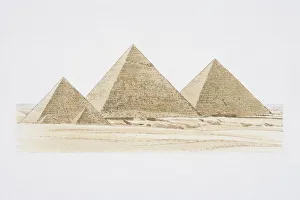 Egypt, Giza, three pyramids in the desert Egypt, Giza, three pyramids in the desert