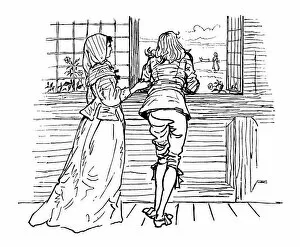 Images Dated 27th April 2014: Eighteenth century couple looking out of a window