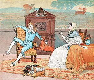 Eighteenth century mother admonishing her idle son Eighteenth century mother admonishing her idle son