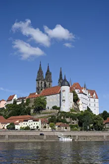 Elbe river in front of the Albrecht Castle with the cathedral of Meissen, Meissen, Saxony, Germany Elbe river in front of the Albrecht Castle with the cathedral of Meissen, Meissen, Saxony, Germany