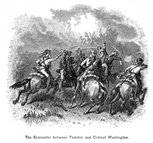 The encounter between Tarleton and Colonel Washington engraving 1895 The encounter between Tarleton and Colonel Washington engraving 1895