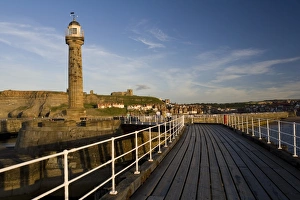England, North Yorkshire, Whitby, pier and lighthouse England, North Yorkshire, Whitby, pier and lighthouse