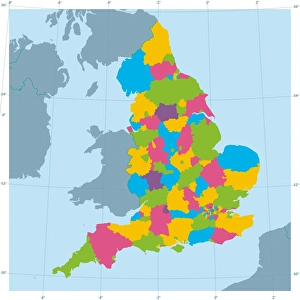 Latitude Gallery: England Vector Map Colorful Administrative Divisions
