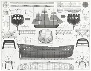 Images Dated 13th January 2014: Engraving: Shipbuilding