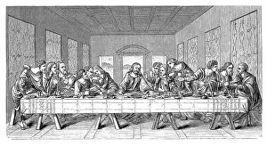 Engraving The Last Supper from Leonardo da Vinci 1870