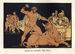 <b class=qtipBold><figcaption>Entellus killing the bull</figcaption></b><br>Entellus killing the bull a scene from Virgil's Aeneid.<br><em>© Duncan Walker</em> Entellus killing the bull