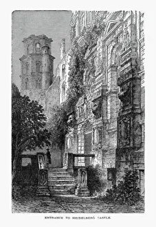 German Culture Gallery: Entrance to Heidelberg Castle in Heidelberg, Germany Circa 1887