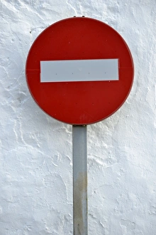 No entry road sign, Lanzarote, Canary Islands, Spain No entry road sign, Lanzarote, Canary Islands, Spain