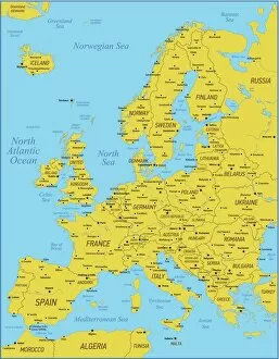 Ireland Gallery: Europe Map with France, Portugal, Spain and Netherlands