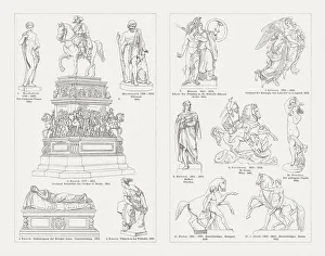European sculpture art, 19th century, wood engravings, published in 1897 European sculpture art, 19th century, wood engravings, published in 1897