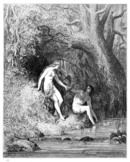 The evening meal at paradise engraving 1885 The evening meal at paradise engraving 1885