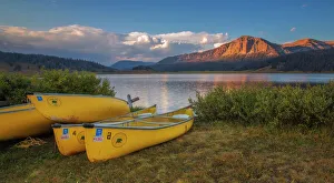 <b class=qtipBold><figcaption>Evening Paddle</figcaption></b><br>Canoes are stacked just off Brooks Lake, located in the backcountry of Northwest Wyoming.<br><em>© 2014 Chase Dekker Wild-Life Images</em> Evening Paddle