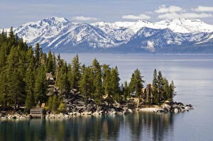 Images Dated 16th August 2012: The famous property of the Thunderbird Lodge is framed by Lake Tahoe