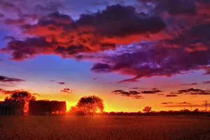 Matt Collection: Farm and field at sunset, Wisconsin