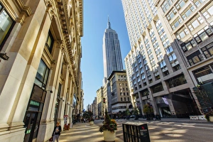 Fifth Avenue with view to Empire State Building, Manhattan, New York City, New York State Fifth Avenue with view to Empire State Building, Manhattan, New York City, New York State