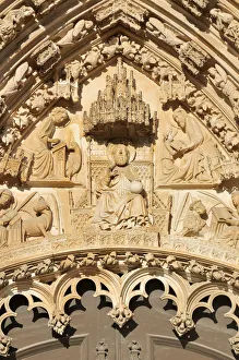 Figure of God the Father above the main entrance to the Gothic basilica of the Dominican Figure of God the Father above the main entrance to the Gothic basilica of the Dominican