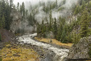 Firehole River and steam, Firehole Canyon, Yellowstone National Park, Montana, Wyoming Firehole River and steam, Firehole Canyon, Yellowstone National Park, Montana, Wyoming