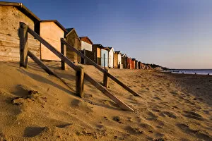 Images Dated 1st March 2008: First light on Clacton Beach Huts in Essex