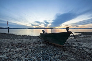 Fishing boat at dusk, Reichenau Island, Lake Constance, Baden-Wuerttemberg, Germany Fishing boat at dusk, Reichenau Island, Lake Constance, Baden-Wuerttemberg, Germany