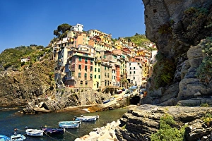 Fishing port, UNESCO World Heritage Site, Riomaggiore, Cinque Terre, Liguria, Italy Fishing port, UNESCO World Heritage Site, Riomaggiore, Cinque Terre, Liguria, Italy