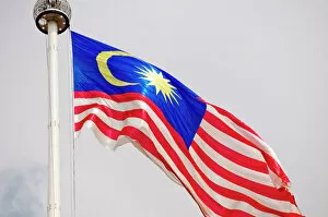 Images Dated 1st July 2009: Flag of Malaysia, at flagpole, Merdeka Square, Kuala Lumpur, Malaysia, Southeast Asia